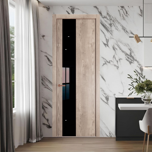 19 NE.O Дуб Сонома вставка Черный лак кромка Медь ProfilDoors Orange