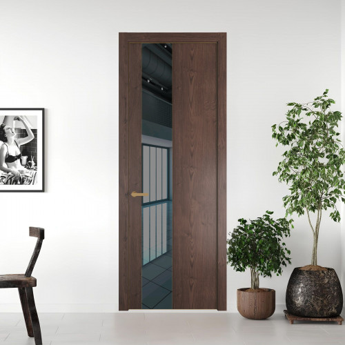 19 NE.O Дуб Тобакко вставка Зеркало серое кромка Золото ProfilDoors Orange