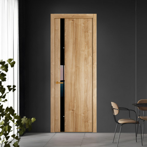 18 NE.O Дуб Карамель вставка Черный лак кромка Бронза ProfilDoors Orange