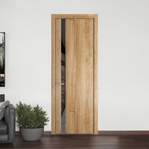 18 NE.O Дуб Карамель вставка Графит лак кромка Никель ProfilDoors Orange