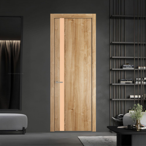 18 NE.O Дуб Карамель вставка Монохром бежевый кромка Никель ProfilDoors Orange