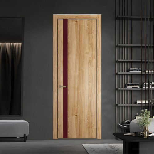 18 NE.O Дуб Карамель вставка Монохром бордовый кромка Шампань ProfilDoors Orange