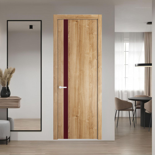 18 NE.O Дуб Карамель вставка Монохром бордовый кромка Вайт ProfilDoors Orange