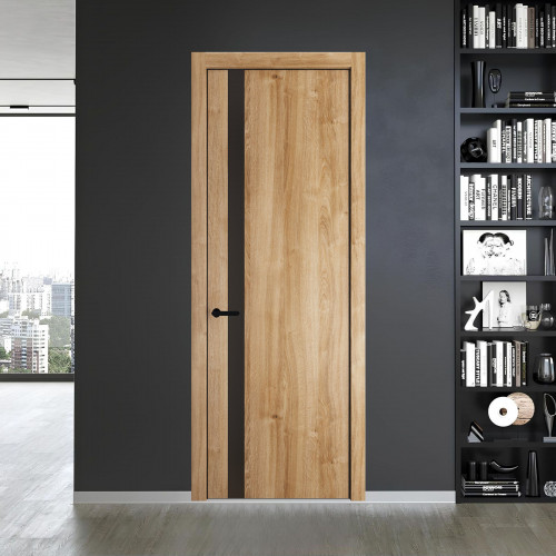 18 NE.O Дуб Карамель вставка Монохром графит кромка Черный ProfilDoors Orange