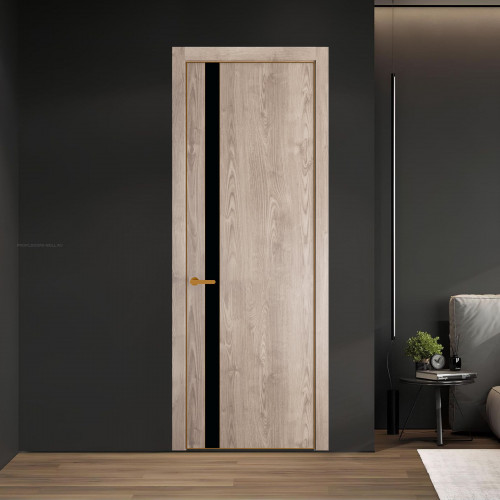 18 NE.O Дуб Сонома вставка Монохром черный кромка Бронза ProfilDoors Orange