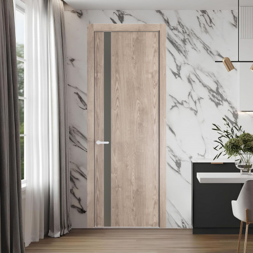 18 NE.O Дуб Сонома вставка Монохром теплый серый кромка Вайт ProfilDoors Orange