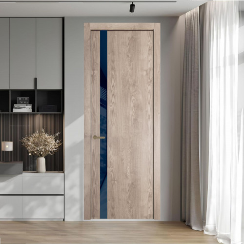 18 NE.O Дуб Сонома вставка Темно-синий лак кромка Шампань ProfilDoors Orange