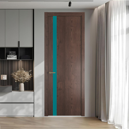 18 NE.O Дуб Тобакко вставка Монохром бирюзовый кромка Шампань ProfilDoors Orange