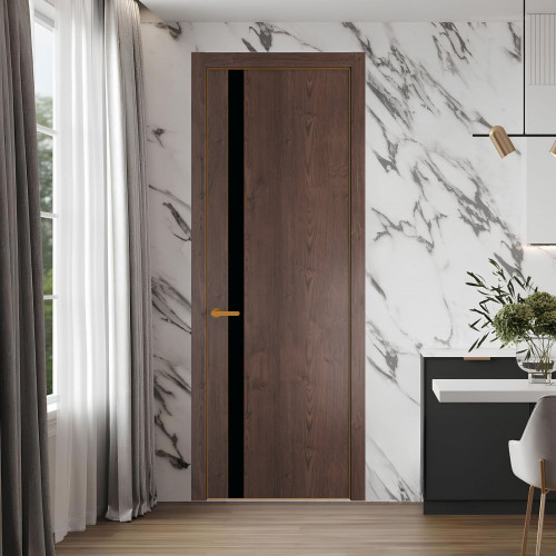 18 NE.O Дуб Тобакко вставка Монохром черный кромка Бронза ProfilDoors Orange