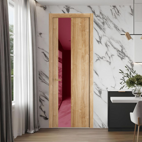 19 NE.O Дуб Карамель вставка Бордовый лак кромка Золото ProfilDoors Orange