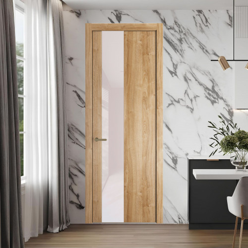 19 NE.O Дуб Карамель вставка Светло-серый лак кромка Шампань ProfilDoors Orange