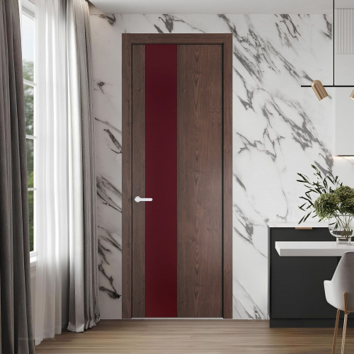 19 NE.O Дуб Тобакко вставка Монохром бордовый кромка Черный муар ProfilDoors Orange