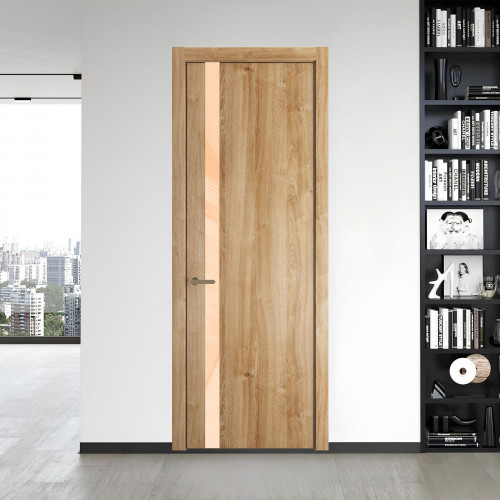 18 NE.O Дуб Карамель вставка Бежевый лак кромка Шампань ProfilDoors Orange