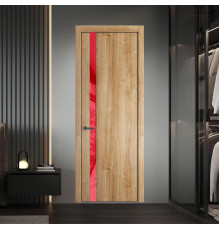 18 NE.O Дуб Карамель вставка Красный лак кромка Серая ночь ProfilDoors Orange