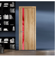 18 NE.O Дуб Карамель вставка Красный лак кромка Серебро ProfilDoors Orange