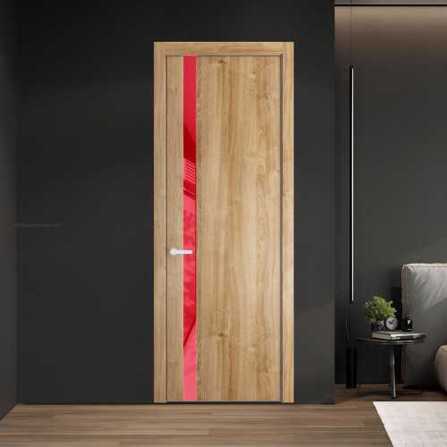 18 NE.O Дуб Карамель вставка Красный лак кромка Вайт ProfilDoors Orange