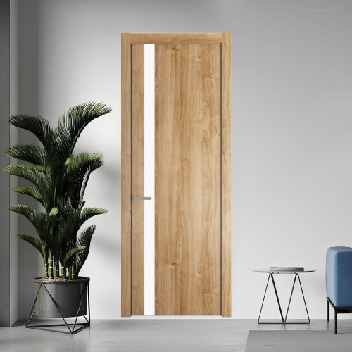 18 NE.O Дуб Карамель вставка Монохром белый кромка Никель ProfilDoors Orange