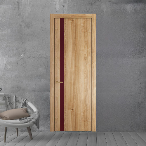 18 NE.O Дуб Карамель вставка Монохром бордовый кромка Золото ProfilDoors Orange