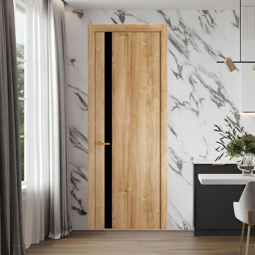 18 NE.O Дуб Карамель вставка Монохром черный кромка Бронза ProfilDoors Orange