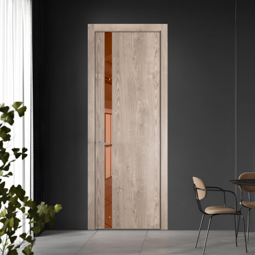 18 NE.O Дуб Сонома вставка Зеркало бронзовое кромка Никель ProfilDoors Orange
