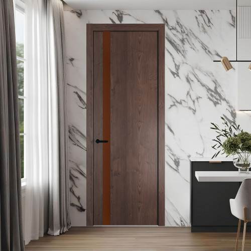 18 NE.O Дуб Тобакко вставка Монохром коричневая нуга кромка Черный ProfilDoors Orange