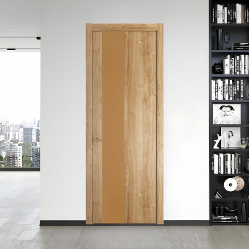 19 NE.O Дуб Карамель вставка Монохром светло-коричневый кромка Золото ProfilDoors Orange