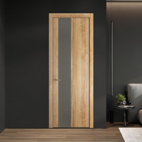 19 NE.O Дуб Карамель вставка Монохром теплый серый кромка Шампань ProfilDoors Orange