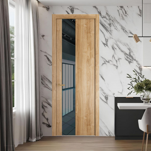 19 NE.O Дуб Карамель вставка Зеркало серое кромка Золото ProfilDoors Orange