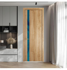 18 NE.O Дуб Карамель вставка Бирюзовый лак кромка Золото ProfilDoors Orange