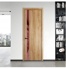 18 NE.O Дуб Карамель вставка Бордовый лак кромка Черный ProfilDoors Orange