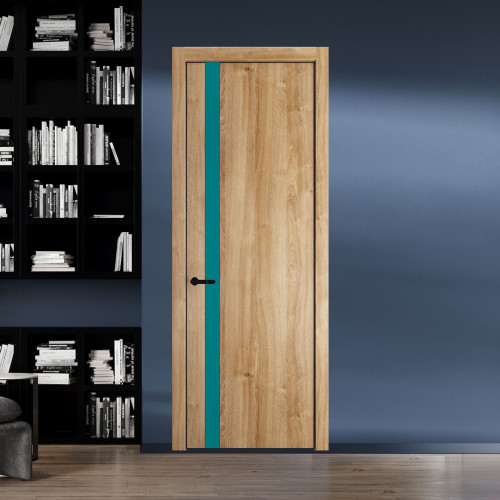 18 NE.O Дуб Карамель вставка Монохром бирюзовый кромка Черный ProfilDoors Orange