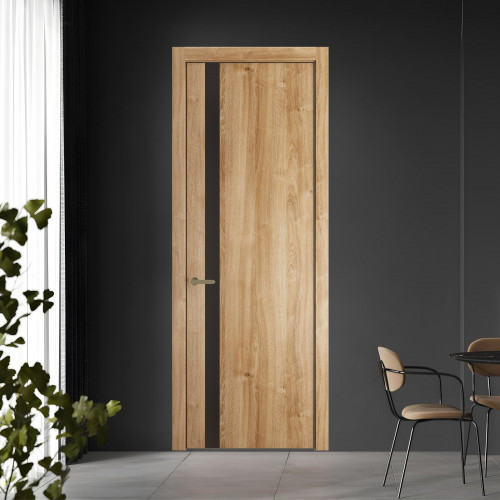 18 NE.O Дуб Карамель вставка Монохром графит кромка Шампань ProfilDoors Orange