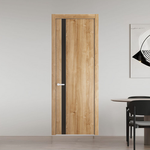 18 NE.O Дуб Карамель вставка Монохром графит кромка Вайт ProfilDoors Orange