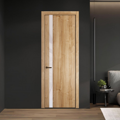 18 NE.O Дуб Карамель вставка Светло-серый лак кромка Деорэ ProfilDoors Orange