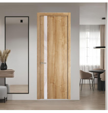 18 NE.O Дуб Карамель вставка Светло-серый лак кромка Никель ProfilDoors Orange