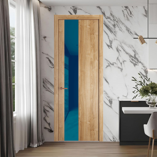 19 NE.O Дуб Карамель вставка Бирюзовый лак кромка Медь ProfilDoors Orange