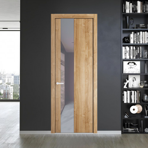 19 NE.O Дуб Карамель вставка Холодный серый лак кромка Черный муар ProfilDoors Orange