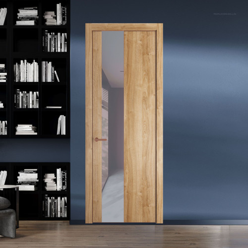 19 NE.O Дуб Карамель вставка Холодный серый лак кромка Медь ProfilDoors Orange