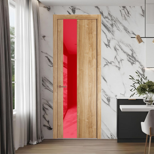 19 NE.O Дуб Карамель вставка Красный лак кромка Медь ProfilDoors Orange