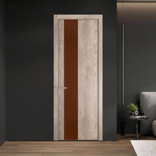 19 NE.O Дуб Сонома вставка Монохром коричневая нуга кромка Никель ProfilDoors Orange