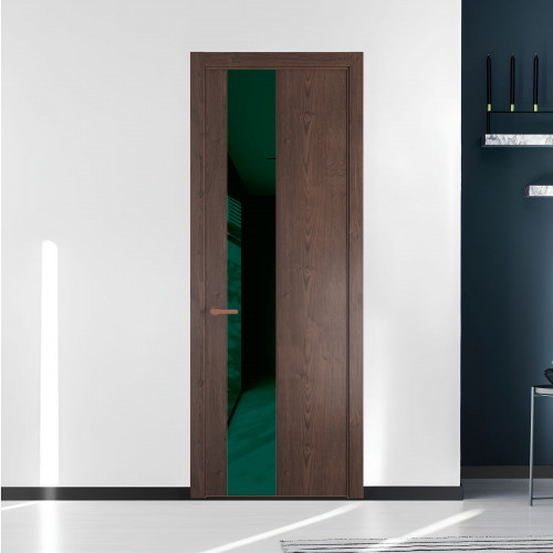 19 NE.O Дуб Тобакко вставка Темно-зеленый лак кромка Медь ProfilDoors Orange