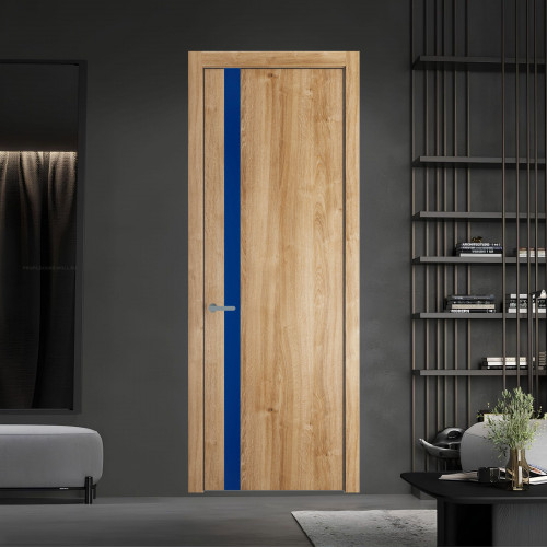 18 NE.O Дуб Карамель вставка Монохром синий кромка Серебро ProfilDoors Orange