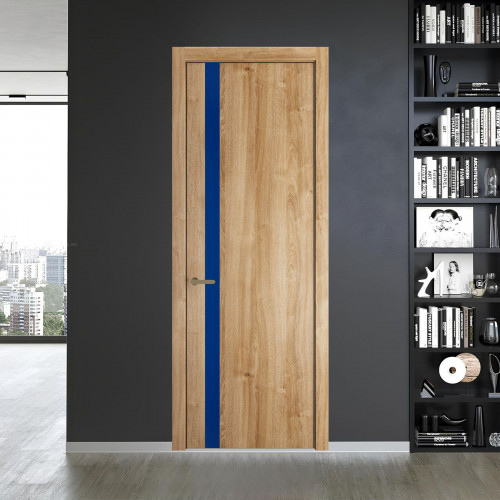 18 NE.O Дуб Карамель вставка Монохром синий кромка Шампань ProfilDoors Orange