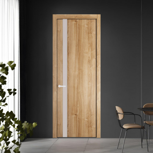 18 NE.O Дуб Карамель вставка Монохром светло-серый кромка Черный муар ProfilDoors Orange
