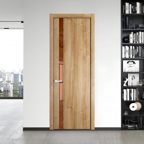 18 NE.O Дуб Карамель вставка Зеркало бронзовое кромка Черный муар ProfilDoors Orange
