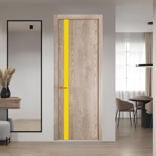 18 NE.O Дуб Сонома вставка Монохром светло-желтый кромка Бронза ProfilDoors Orange