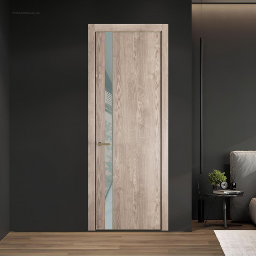 18 NE.O Дуб Сонома вставка Теплый серый лак кромка Шампань ProfilDoors Orange