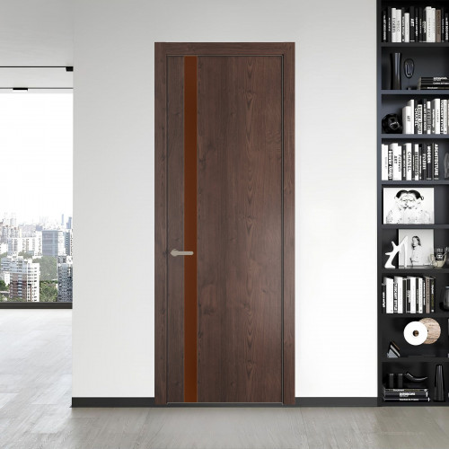 18 NE.O Дуб Тобакко вставка Монохром коричневая нуга кромка Никель ProfilDoors Orange