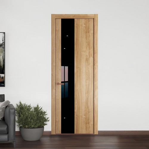 19 NE.O Дуб Карамель вставка Черный лак кромка Медь ProfilDoors Orange