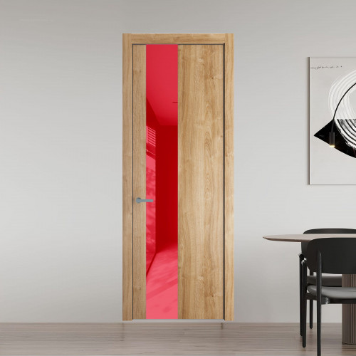 19 NE.O Дуб Карамель вставка Красный лак кромка Серебро ProfilDoors Orange
